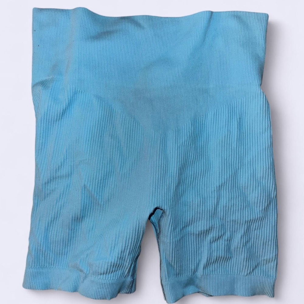 Blue Ribbed Shorts